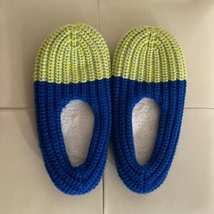 Verloop Colorblock Knit Slippers Socks Blue Green Anthropologie M/L size 8 9 10